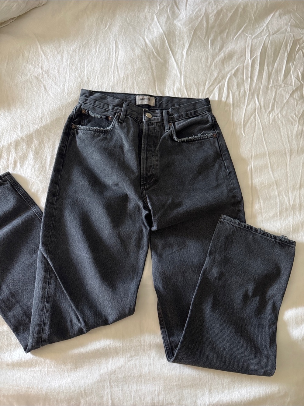 Agolde Black Washed High-Rise 90’s Pinch Denim